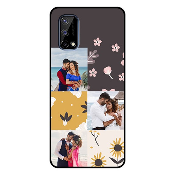Realme Narzo 30 Pro 5G Photo Printing on Glass Case - 3 Images with Floral Design Realme Narzo 30 Pro 5G Photo Printing on Glass Case - 3 Images with Floral Design