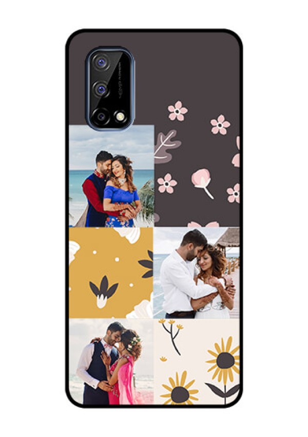 Realme Narzo 30 Pro 5G Photo Printing on Glass Case - 3 Images with Floral Design