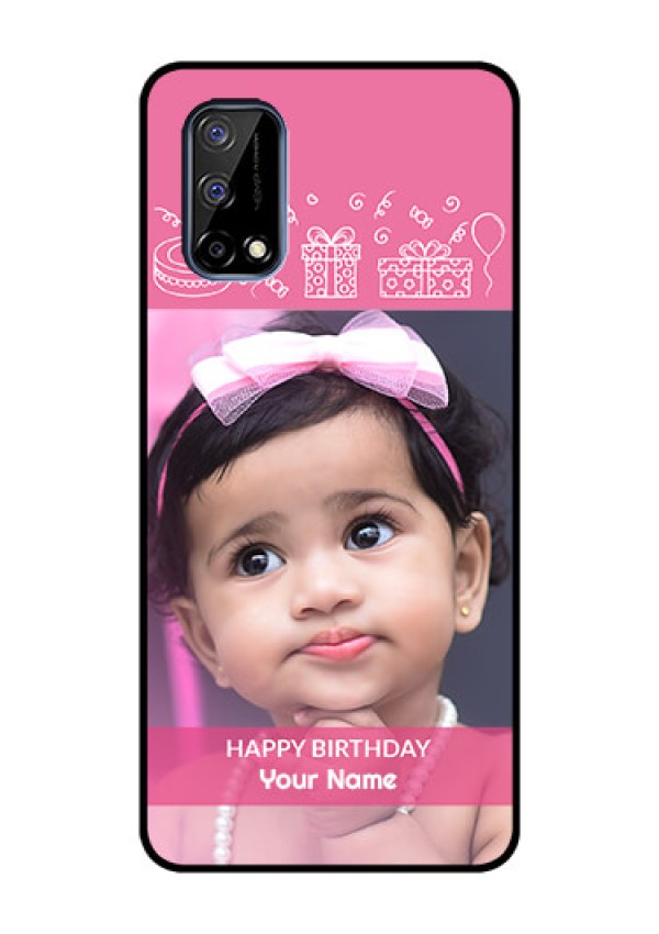 Realme Narzo 30 Pro 5G Photo Printing on Glass Case - with Birthday Line Art Design