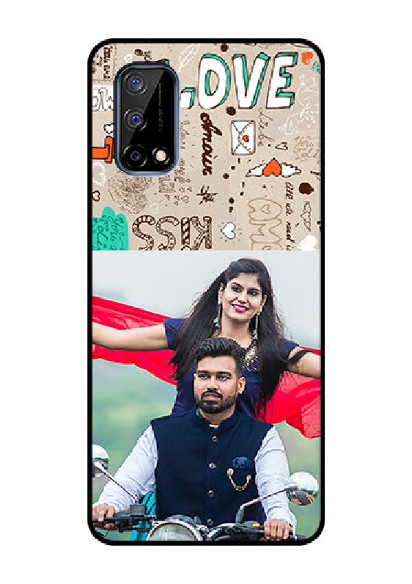 Realme Narzo 30 Pro 5G Custom Glass Phone Case - Love Doodle Pattern 
