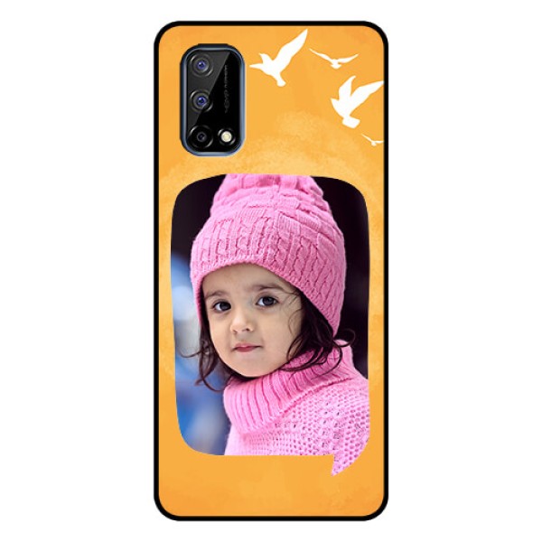 Realme Narzo 30 Pro 5G Personalized Glass Phone Case - Water Color Design with Bird Icons Realme Narzo 30 Pro 5G Personalized Glass Phone Case - Water Color Design with Bird Icons