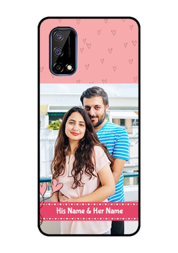 Realme Narzo 30 Pro 5G Personalized Glass Phone Case - Love Design Peach Color