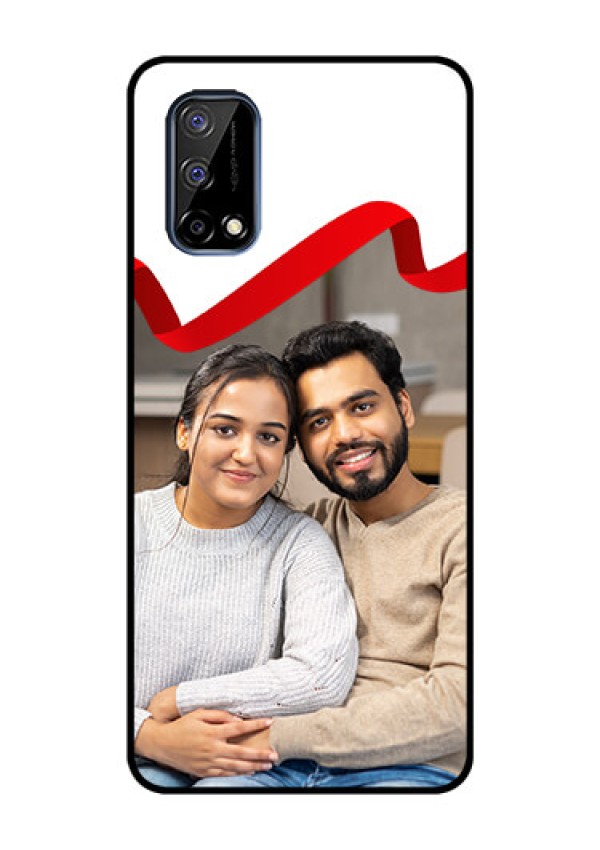 Realme Narzo 30 Pro 5G Photo Printing on Glass Case - Red Ribbon Frame Design