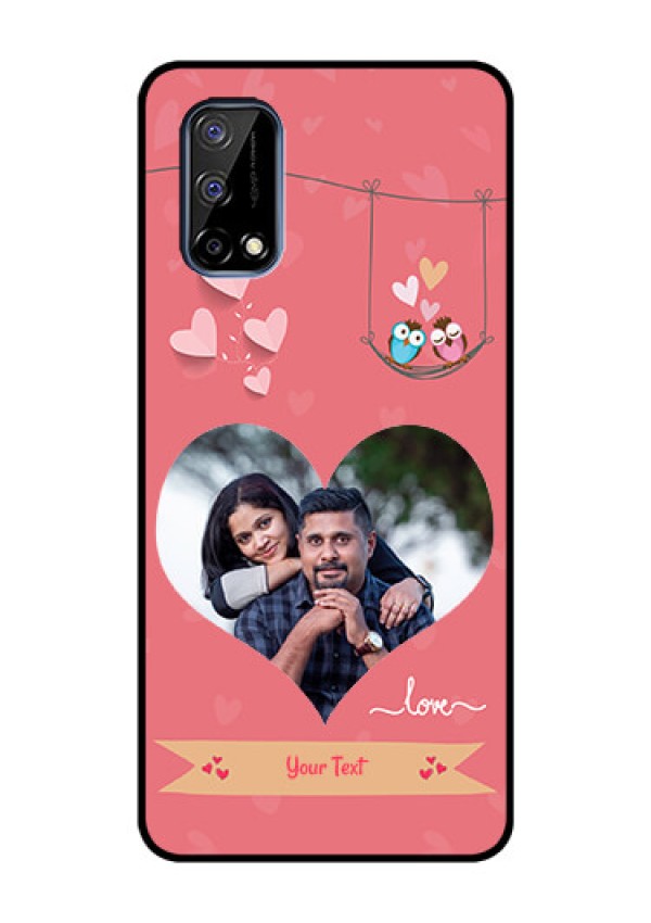Realme Narzo 30 Pro 5G Personalized Glass Phone Case - Peach Color Love Design 
