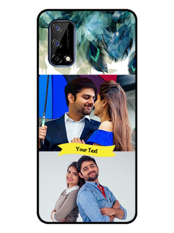 Custom Realme Narzo 30 Pro 5G Personalized Glass Phone Case - Image with Boho Peacock Feather Design