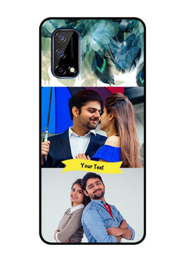 Realme Narzo 30 Pro 5G Personalized Glass Phone Case - Image with Boho Peacock Feather Design