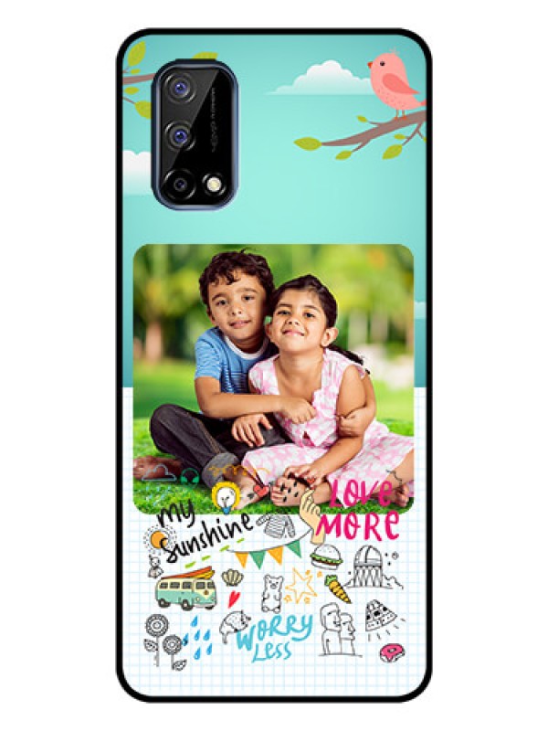 Custom Realme Narzo 30 Pro 5G Photo Printing on Glass Case - Doodle love Design