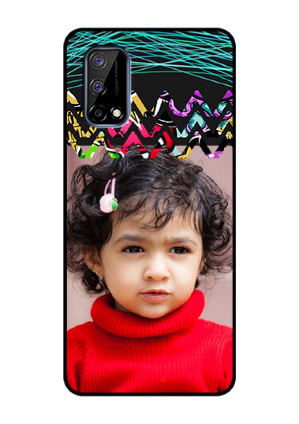 Realme Narzo 30 Pro 5G Personalized Glass Phone Case - Neon Abstract Design