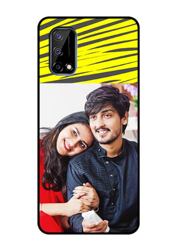 Realme Narzo 30 Pro 5G Photo Printing on Glass Case - Yellow Abstract Design