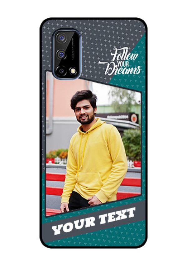 Realme Narzo 30 Pro 5G Personalized Glass Phone Case - Background Pattern Design with Quote