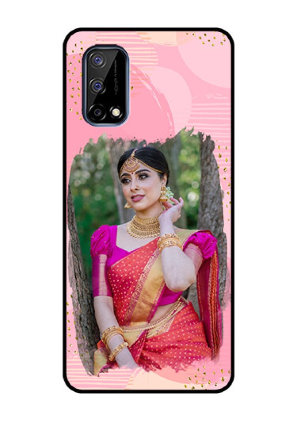 Realme Narzo 30 Pro 5G Personalized Glass Phone Case - Gold Glitter Splash Design