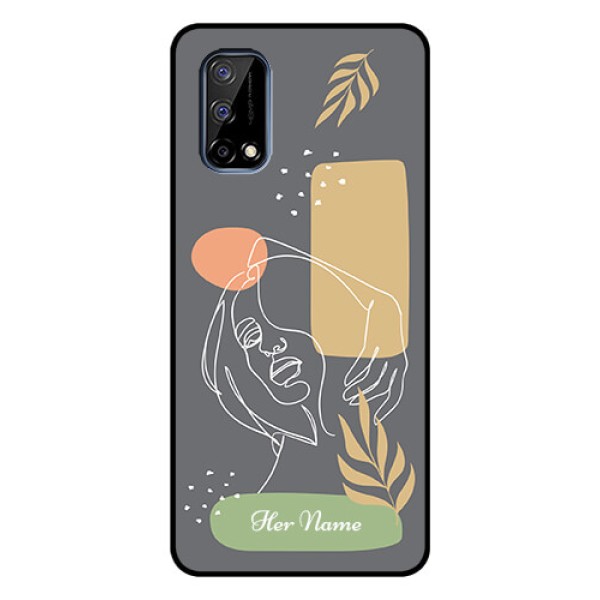 Narzo 30 Pro 5G Custom Glass Phone Case - Gazing Woman line art Design Narzo 30 Pro 5G Custom Glass Phone Case - Gazing Woman line art Design