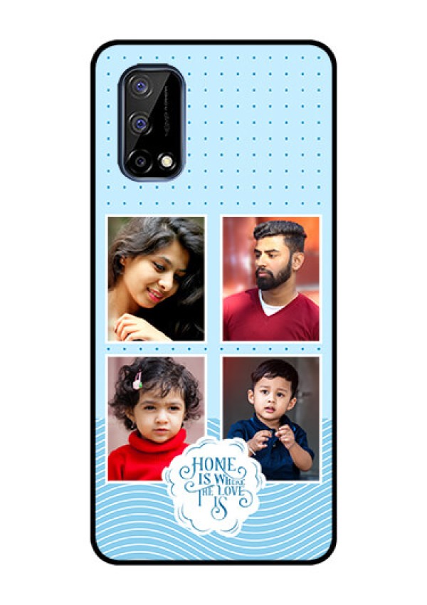 Narzo 30 Pro 5G Custom Glass Phone Case - Cute love quote with 4 pic upload Design
