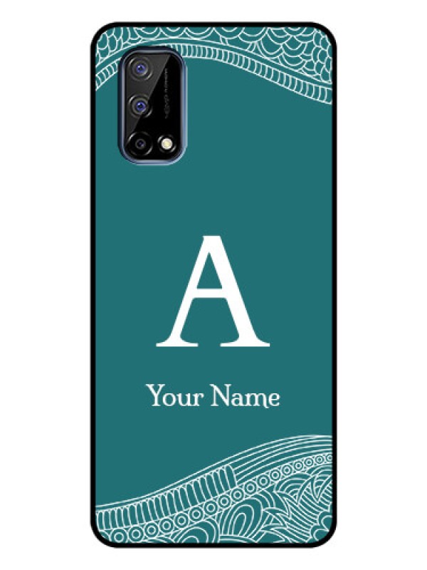 Custom Narzo 30 Pro 5G Personalized Glass Phone Case - line art pattern with custom name Design
