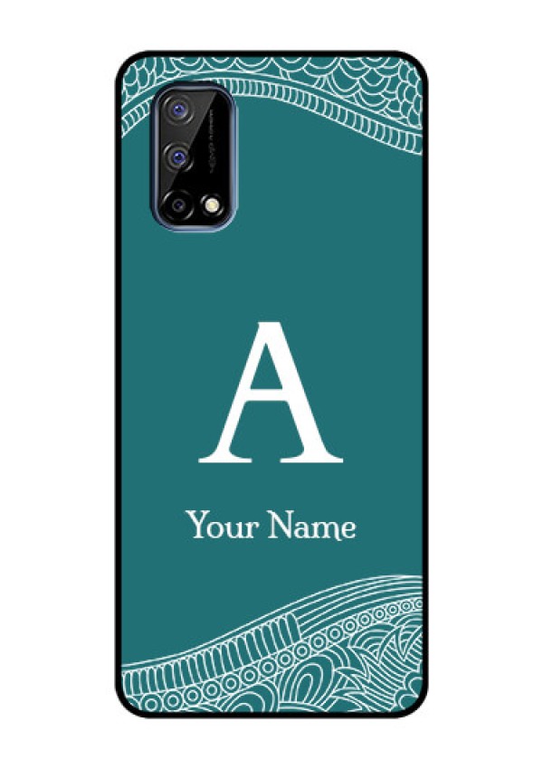 Narzo 30 Pro 5G Personalized Glass Phone Case - line art pattern with custom name Design