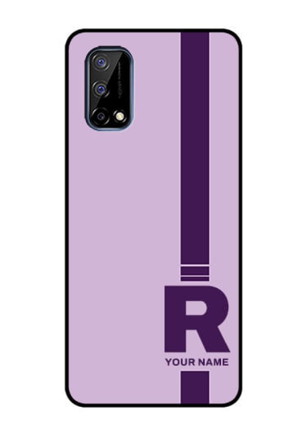Narzo 30 Pro 5G Photo Printing on Glass Case - Simple dual tone stripe with name Design