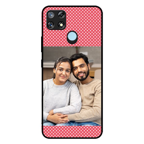 Narzo 30A Custom Glass Phone Case  - White Dotted Design