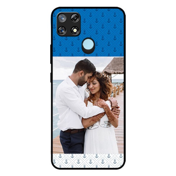 Narzo 30A Photo Printing on Glass Case  - Blue Anchors Design