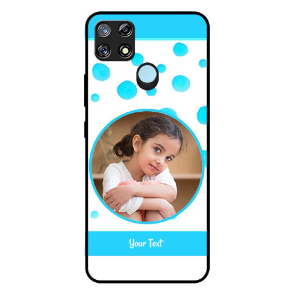 Narzo 30A Photo Printing on Glass Case  - Blue Bubbles Pattern Design