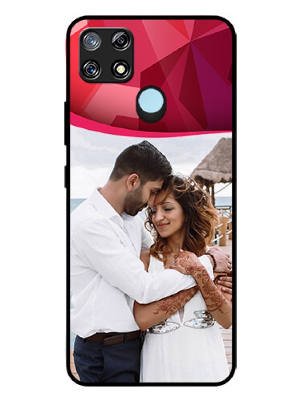 Custom Narzo 30A Custom Glass Mobile Case  - Red Abstract Design