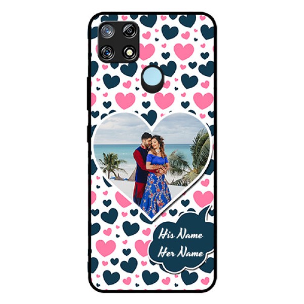 Narzo 30A Custom Glass Phone Case - Pink & Blue Heart Design Narzo 30A Custom Glass Phone Case - Pink & Blue Heart Design