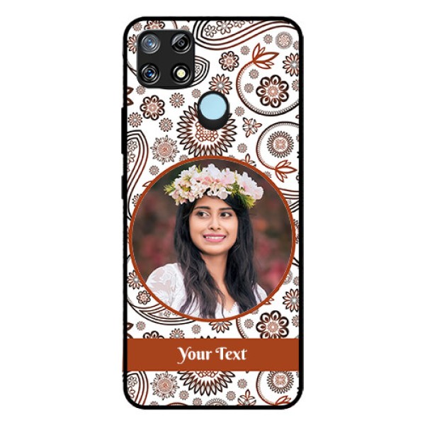 Narzo 30A Custom Glass Mobile Case  - Abstract Floral Design 