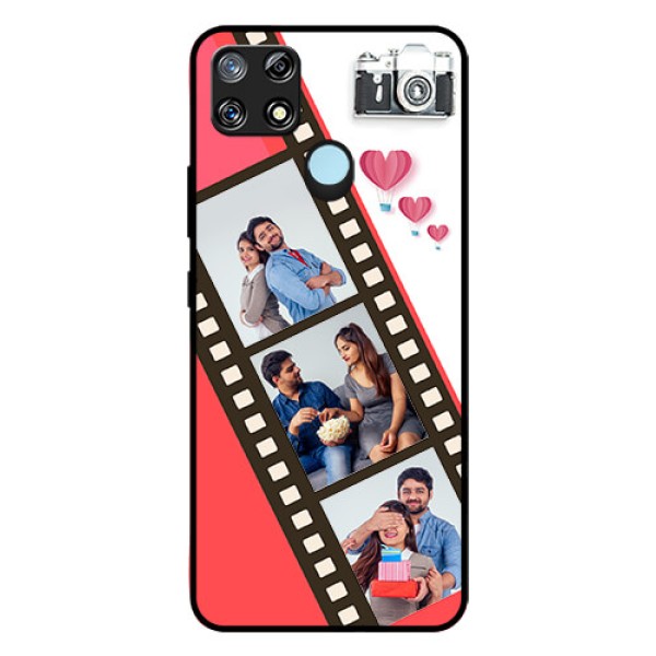 Narzo 30A Personalized Glass Phone Case - 3 Image Holder with Film Reel Narzo 30A Personalized Glass Phone Case - 3 Image Holder with Film Reel