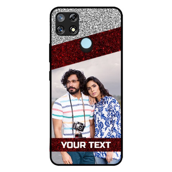 Narzo 30A Personalized Glass Phone Case - Image Holder with Glitter Strip Design Narzo 30A Personalized Glass Phone Case - Image Holder with Glitter Strip Design