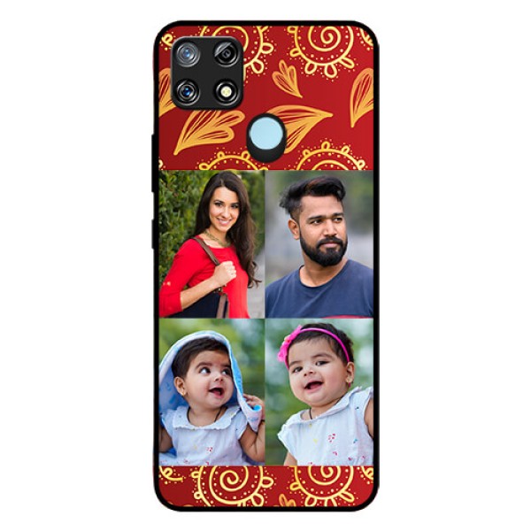 Narzo 30A Photo Printing on Glass Case  - 4 Image Traditional Design
