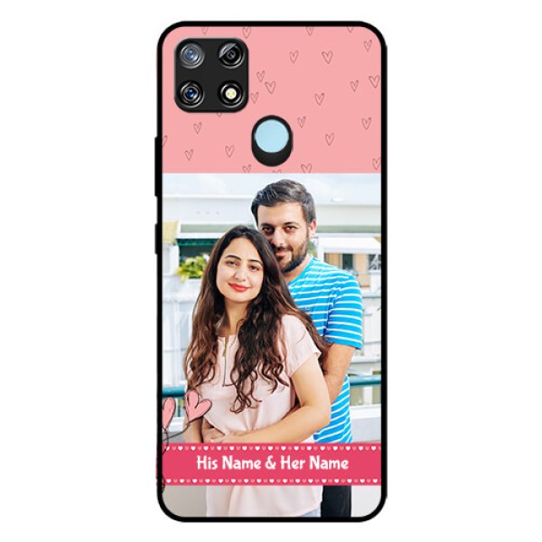 Narzo 30A Personalized Glass Phone Case - Love Design Peach Color Narzo 30A Personalized Glass Phone Case - Love Design Peach Color