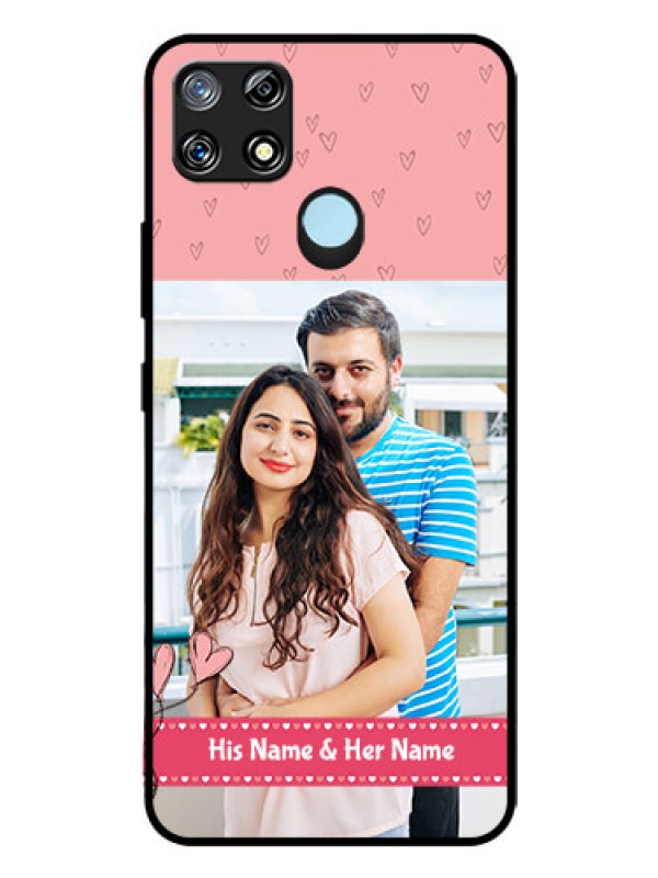 Custom Narzo 30A Personalized Glass Phone Case  - Love Design Peach Color