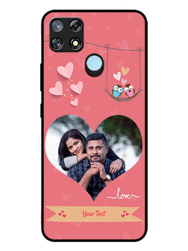 Custom Narzo 30A Personalized Glass Phone Case  - Peach Color Love Design 