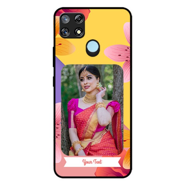 Narzo 30A Custom Glass Mobile Case - 3 Image With Vintage Floral Design Narzo 30A Custom Glass Mobile Case - 3 Image With Vintage Floral Design