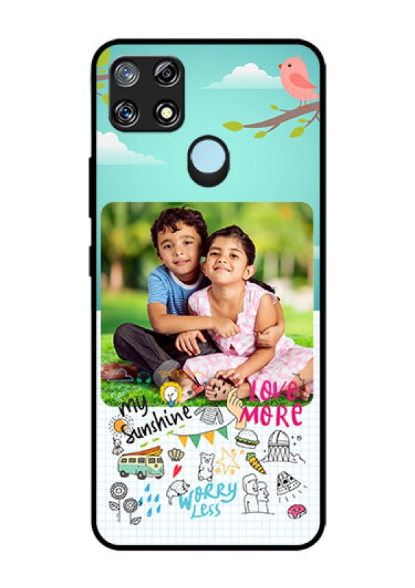 Narzo 30A Photo Printing on Glass Case  - Doodle love Design