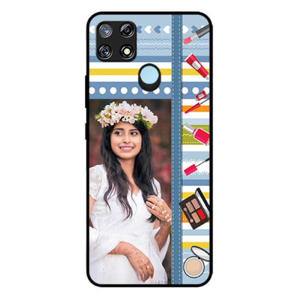 Narzo 30A Personalized Glass Phone Case  - Makeup Icons Design