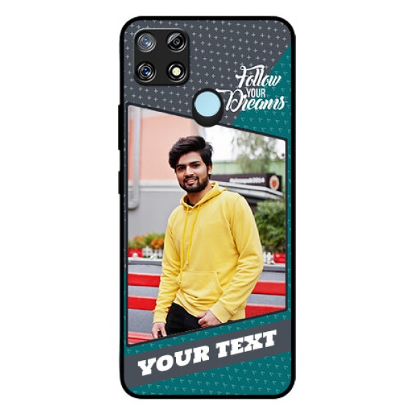 Narzo 30A Personalized Glass Phone Case  - Background Pattern Design with Quote