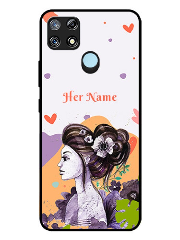 Custom Narzo 30A Personalized Glass Phone Case - Woman And Nature Design