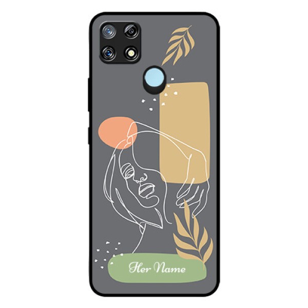 Narzo 30A Custom Glass Phone Case - Gazing Woman line art Design Narzo 30A Custom Glass Phone Case - Gazing Woman line art Design
