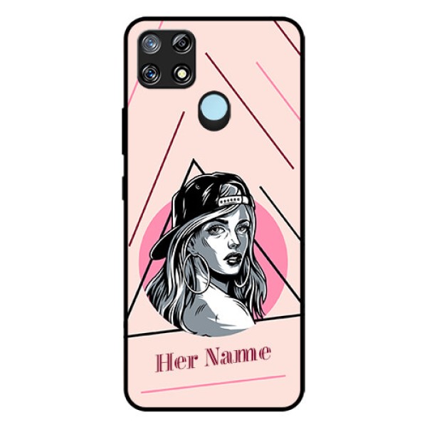 Narzo 30A Personalized Glass Phone Case - Rockstar Girl Design