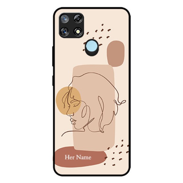 Narzo 30A Photo Printing on Glass Case - Calm Woman line art Design Narzo 30A Photo Printing on Glass Case - Calm Woman line art Design