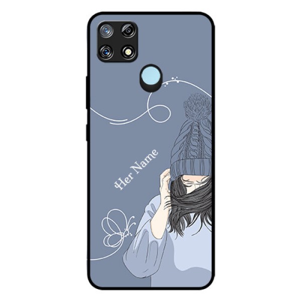Narzo 30A Custom Glass Mobile Case - Girl in winter outfit Design Narzo 30A Custom Glass Mobile Case - Girl in winter outfit Design