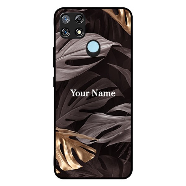 Narzo 30A Personalised Glass Phone Case - Wild Leaves digital paint Design
