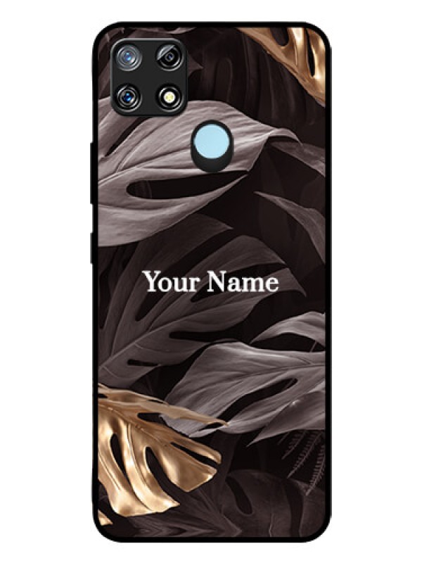 Custom Narzo 30A Personalised Glass Phone Case - Wild Leaves digital paint Design