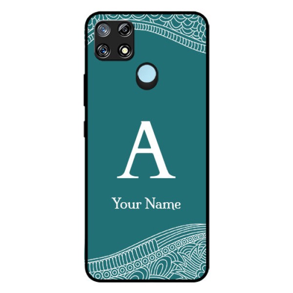 Narzo 30A Personalized Glass Phone Case - line art pattern with custom name Design Narzo 30A Personalized Glass Phone Case - line art pattern with custom name Design