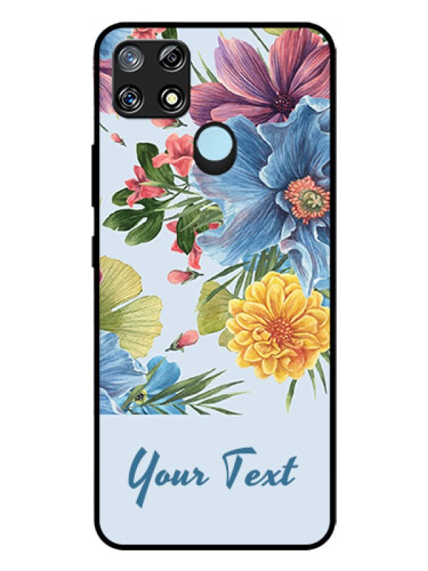 Custom Narzo 30A Custom Glass Mobile Case - Stunning Watercolored Flowers Painting Design