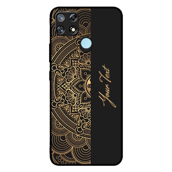 Narzo 30A Photo Printing on Glass Case - Mandala art with custom text Design