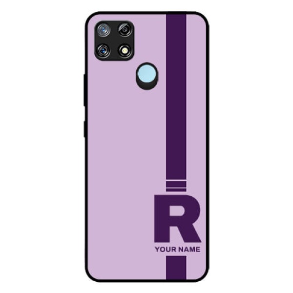 Narzo 30A Photo Printing on Glass Case - Simple dual tone stripe with name Design Narzo 30A Photo Printing on Glass Case - Simple dual tone stripe with name Design
