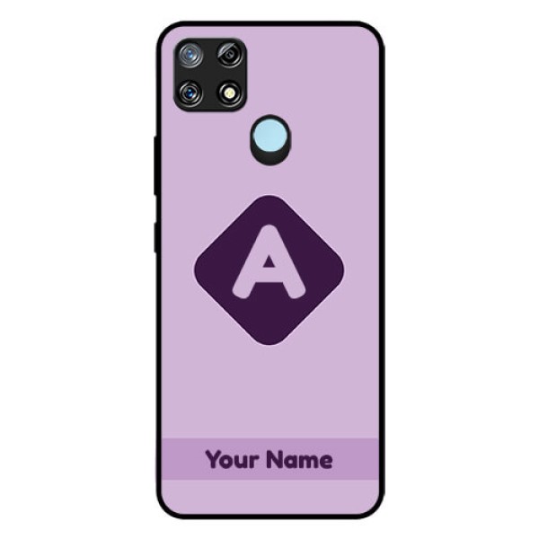 Narzo 30A Custom Glass Mobile Case - Custom Letter in curved badge Design Narzo 30A Custom Glass Mobile Case - Custom Letter in curved badge Design