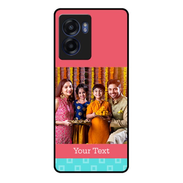 Realme Narzo 50 5G Personalized Glass Phone Case - Peach & Blue Color Design Realme Narzo 50 5G Personalized Glass Phone Case - Peach & Blue Color Design