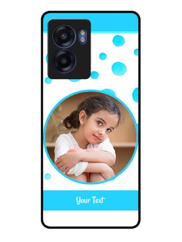 Custom Realme Narzo 50 5G Photo Printing on Glass Case - Blue Bubbles Pattern Design